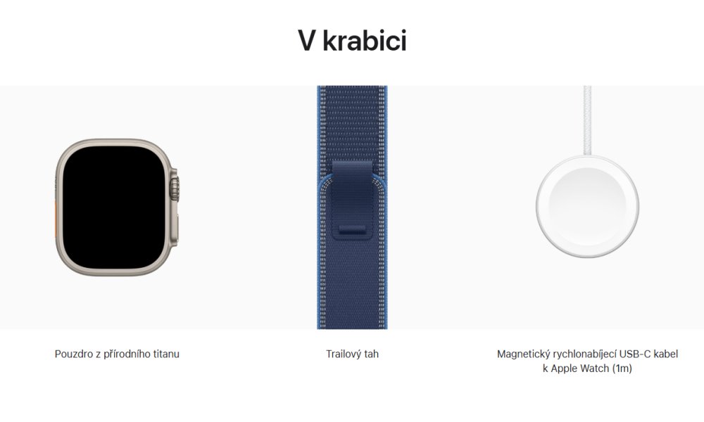 Apple Watch Ultra 3 49mm Přírodní titan s modrým trailovým tahem - M/L