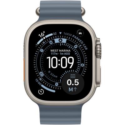 Apple Watch Ultra 3 49mm Přírodní titan s ocelově modrým oceánským řemínkem