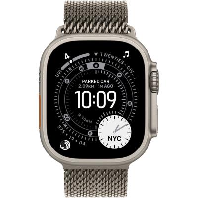 Apple Watch Ultra 3 49mm Přírodní titan s přírodním titanovým milánským tahem - M