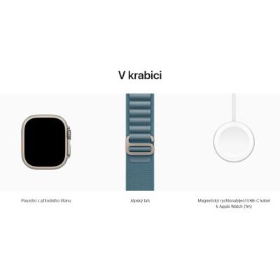 Apple Watch Ultra 3 49mm Přírodní titan se světle modrým alpským tahem - L