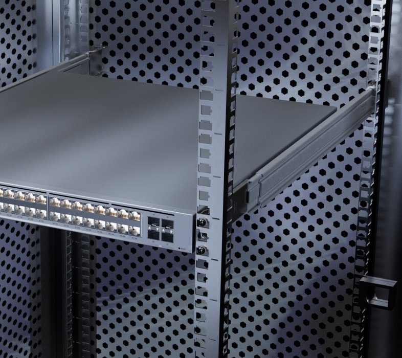 Ubiquiti UniFi Sliding Rack Rails - Teleskopické ližiny pro UniFi switche XG/HD, nosnost 45kg, hloubka 600–1066mm