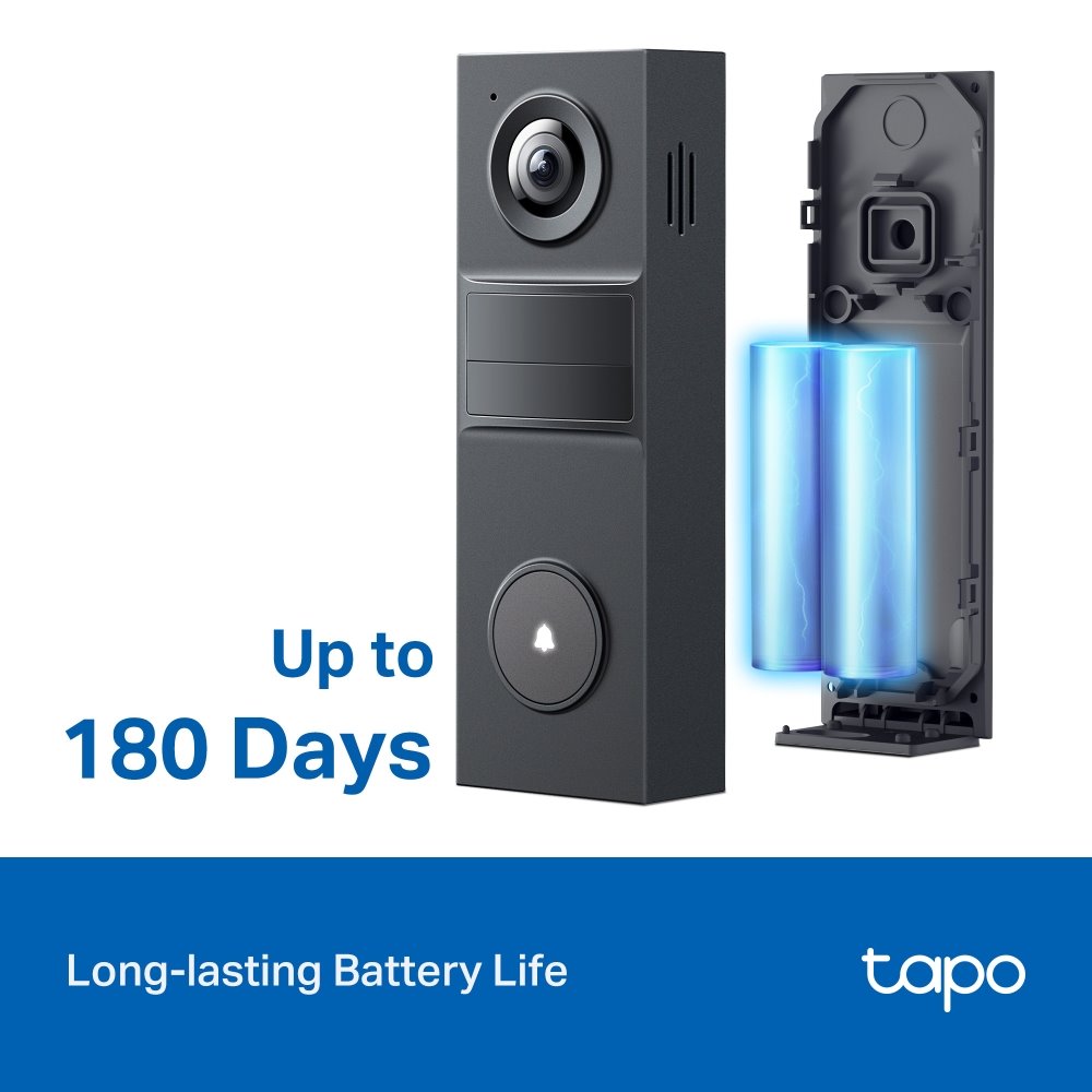 TP-Link Tapo D205, Chytrý Video zvonek, 3MP kamera, detekce osob, 160° zorné pole, IP54, SD slot, bez hubu
