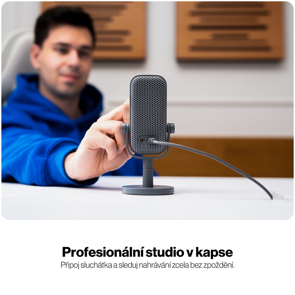 Endorfy mikrofon Solum Voice S / drátový / pop-up filtr / RGB podsvícení / USB-C / šedý