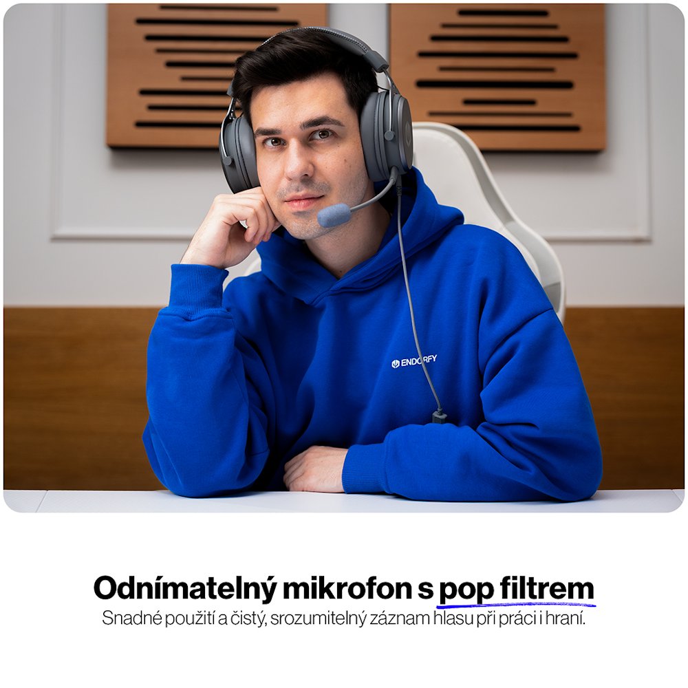 Endorfy headset VIRO Plus USB / drátový / s odnímatelným mikrofonem / USB / šedý