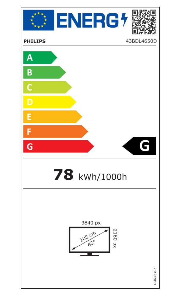 Philips IPS panel – 43" D-LED displej, UHD rozlišení, IPS panel, jas 500 cd/m2, provoz 24/7, Android 11