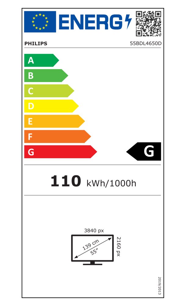 Philips IPS panel – 55" D-LED displej, UHD rozlišení, VA panel, jas 500 cd/m2, provoz 24/7, Android 11