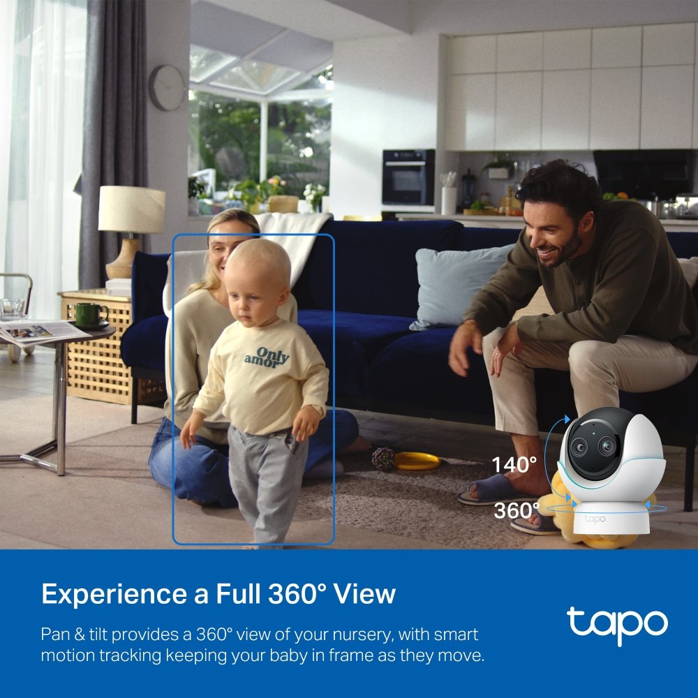 TP-Link Tapo C840 dětská chůvička s dvojitým objektivem, 2K,2560 x 1440, AI detekce audio, MicroSD