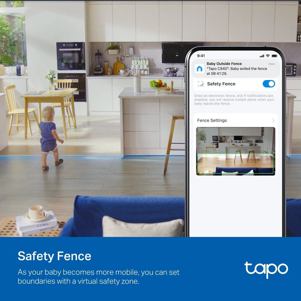 TP-Link Tapo C840 dětská chůvička s dvojitým objektivem, 2K,2560 x 1440, AI detekce audio, MicroSD