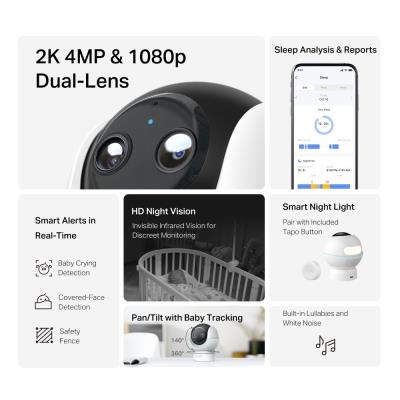 TP-Link Tapo C840 dětská chůvička s dvojitým objektivem, 2K,2560 x 1440, AI detekce audio, MicroSD