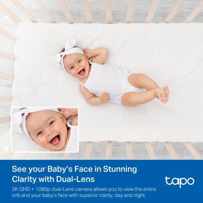 TP-Link Tapo C840 dětská chůvička s dvojitým objektivem, 2K,2560 x 1440, AI detekce audio, MicroSD