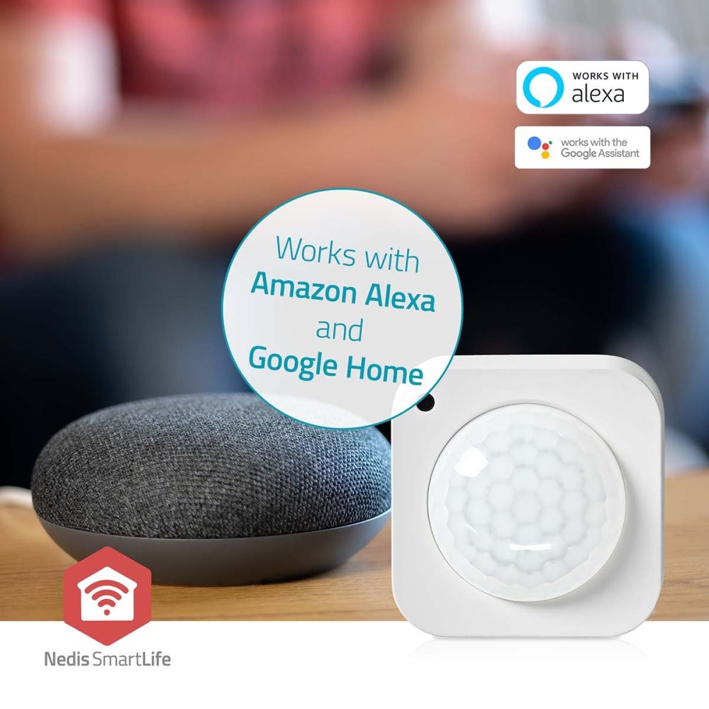NEDIS chytrý detektor pohybu/ Zigbee 3.0/ napájení z baterie/ životnost baterie 24m/ úhel 100 °/ rozsah 7 m/ bílý