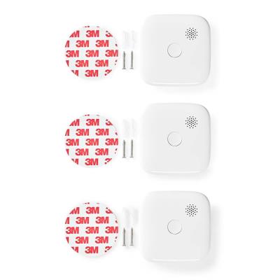 NEDIS Wi-Fi chytrý detektor kouře/ napájení z baterie/ hlasitost 85 dB/ výdrž snímače 10 let/ Android/ iOS/ 3ks/ bílý