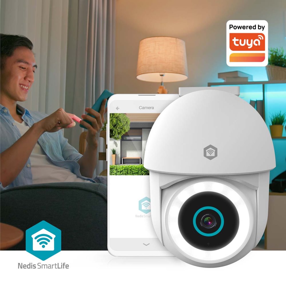 NEDIS IP kamera/ venkovní/ IP65/ Wi-Fi/ 3Mpix/ 1296p/ reflektor/ Onvif/ detekce pohybu/ noční vidění 10m/ bílá