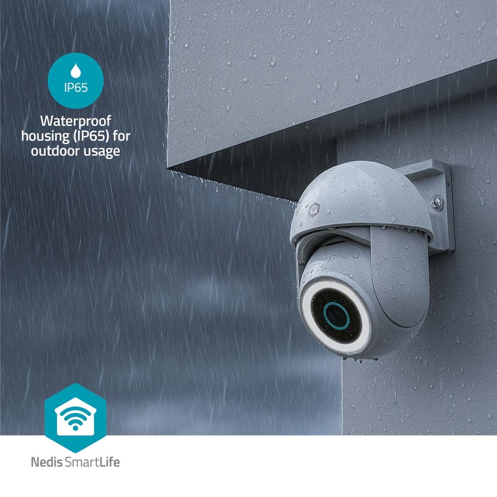 NEDIS IP kamera/ venkovní/ IP65/ Wi-Fi/ 3Mpix/ 1296p/ reflektor/ Onvif/ detekce pohybu/ noční vidění 10m/ bílá