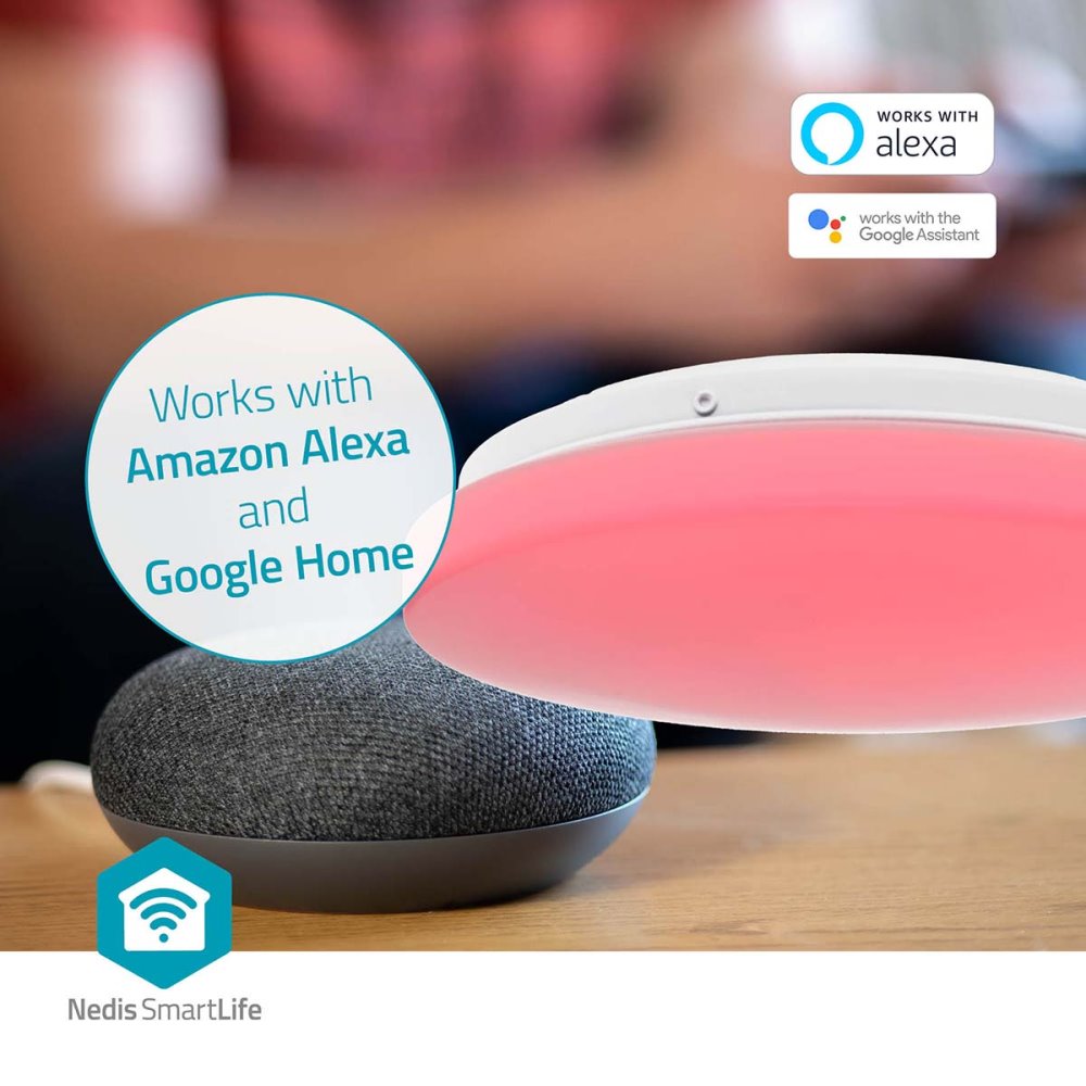 NEDIS Wi-Fi chytré stropní LED světlo/ kulaté/ RGB / teplé až studené bílé/ průměr 260 mm/ 1820 lm/ 2700 - 6500 K/ IP44