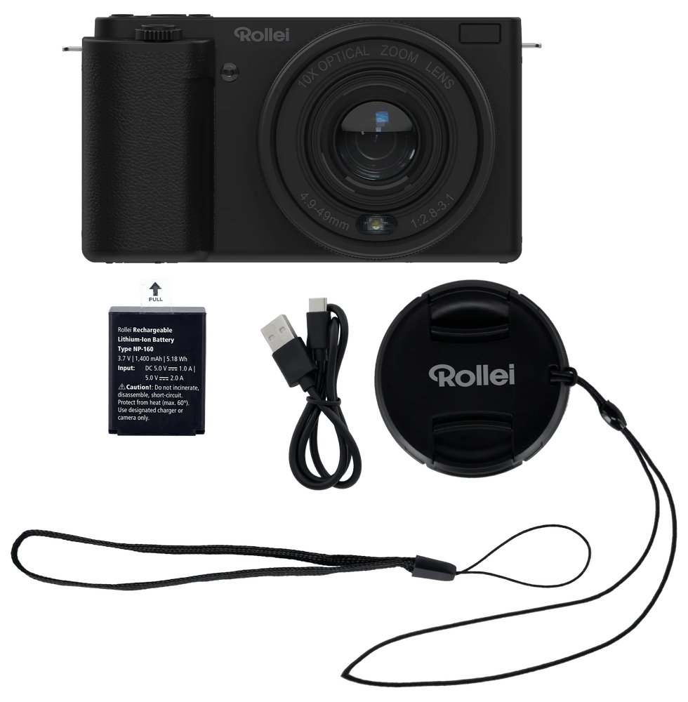 Rollei Compactline 10x Flip Screen/ 64 MPix/ 10x zoom/ Vyklápěcí 2,88 LCD/ 4K video/ Černý