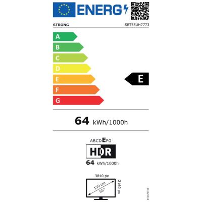 STRONG SMART LED TV 55"/ SRT55UH7773/ UHD/ 3840x2160/ DVB-T2/C/S2/ H.265/HEVC/ 4xHDMI/ 2xUSB/ Wi-Fi/ LAN/ G/ ANDROID 14