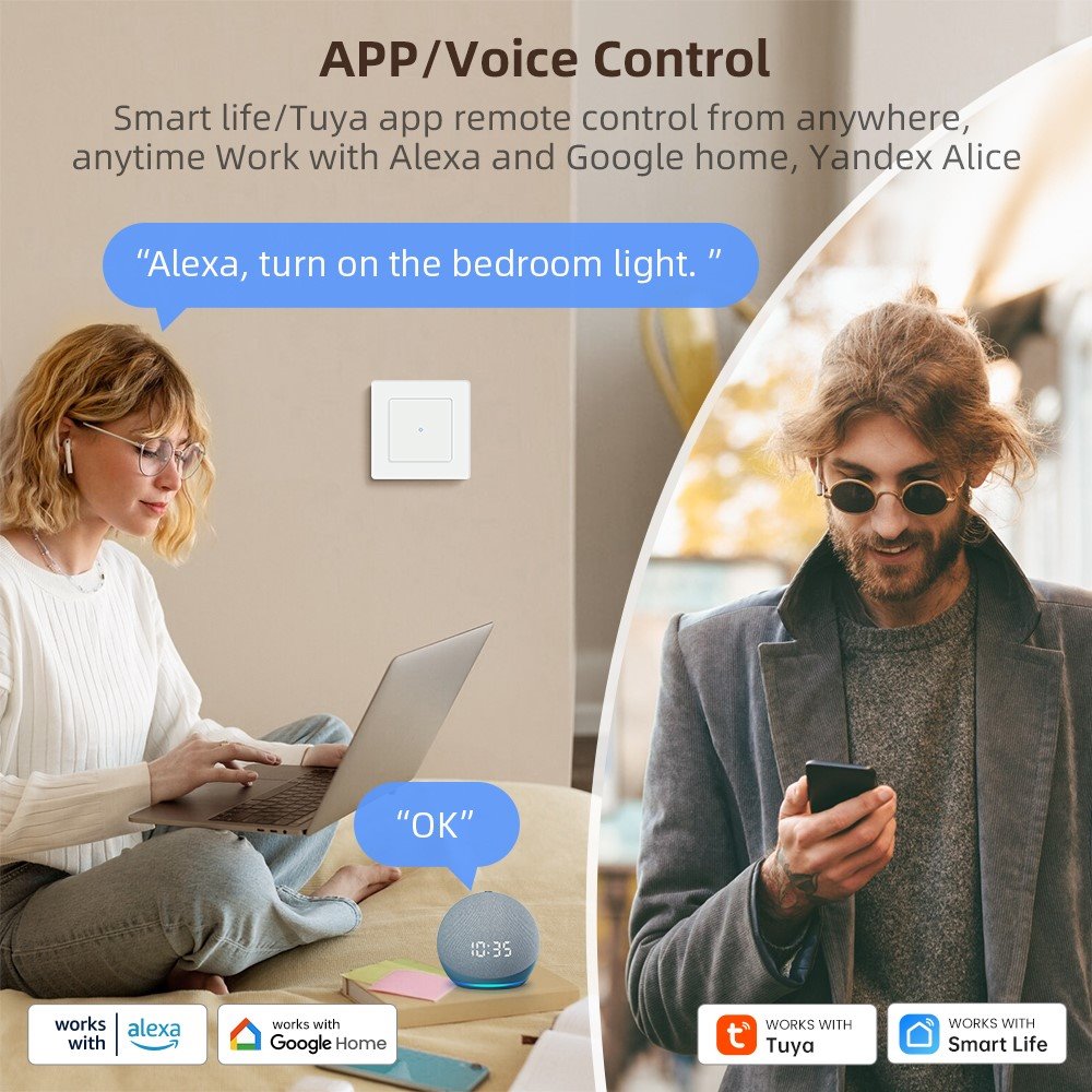 IMMAX NEO SMART vypínač Nexa 2-tlačítkový, Wi-Fi, 230V, TUYA
