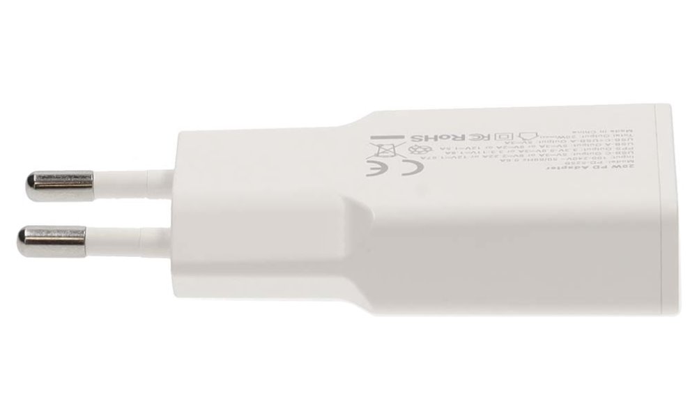 NEDIS síťová nabíječka/ 30 W/ PD 3.0/ rychlé nabíjení/ 1.5 / 2.0 / 2.22 / 3.0 A/ USB-A/ USB-C/ bílá/ kabel 1,5m