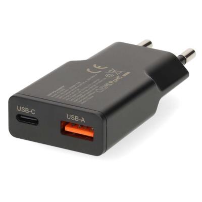NEDIS síťová nabíječka/ 20 W/ PD 3.0/ rychlé nabíjení/ 1.5 / 2.0 / 2.22 / 3.0 A/ USB-A/ USB-C/ černá