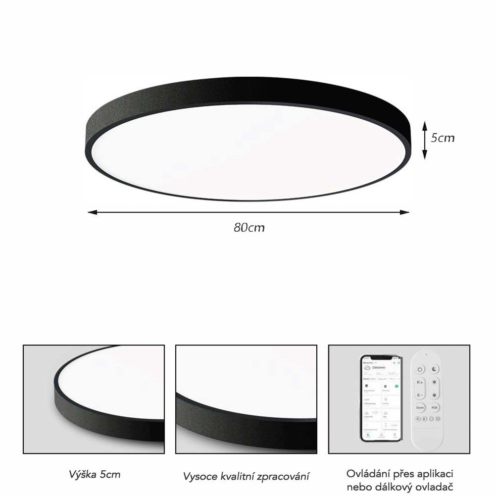 IMMAX NEO LITE SEMPLICI SMART stropní svítidlo, BEACON, 80cm, 96W, 6912lm, černé, Wi-Fi, TUYA