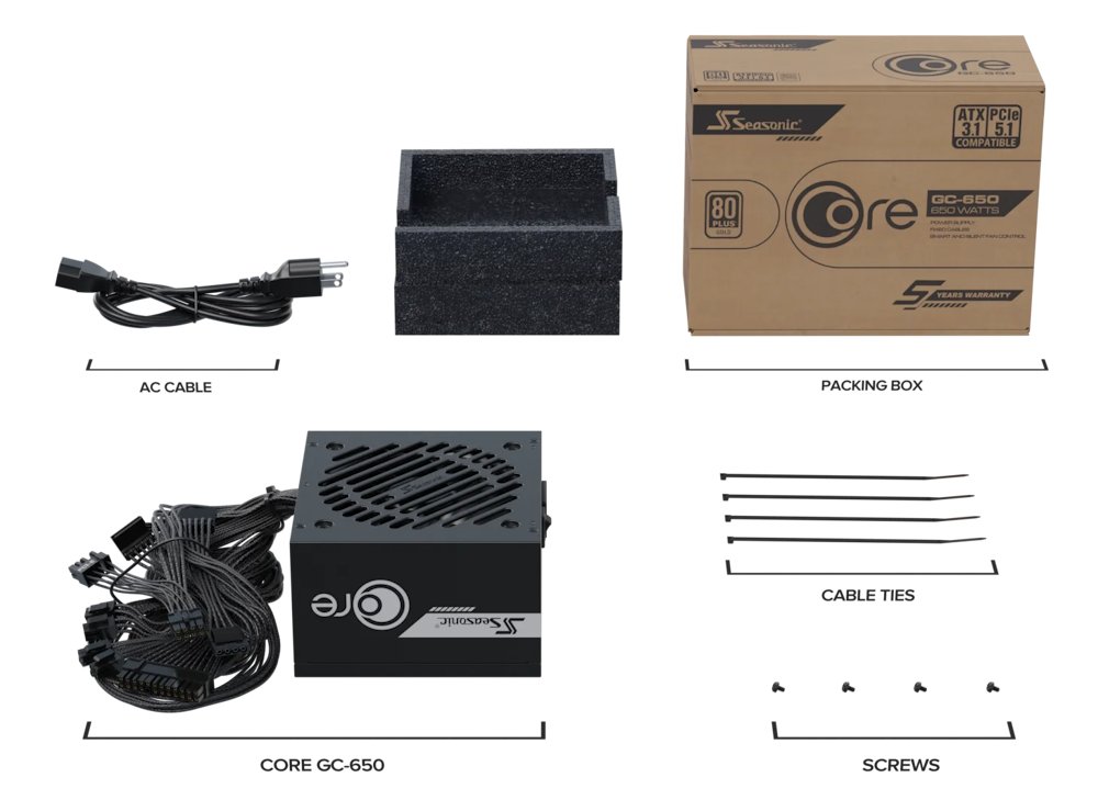 SEASONIC zdroj Core GC-650 / 650W / ATX3.1 / 120mm fan / 80PLUS Gold