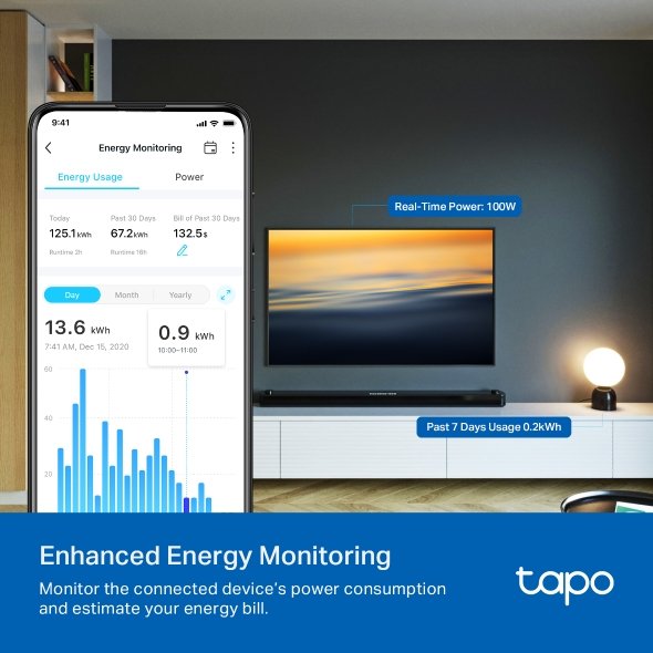 TP-Link Tapo P110M Chytrá zásuvka,regulace 230V přes IP, Cloud, WiFi, monitoring spotřeby