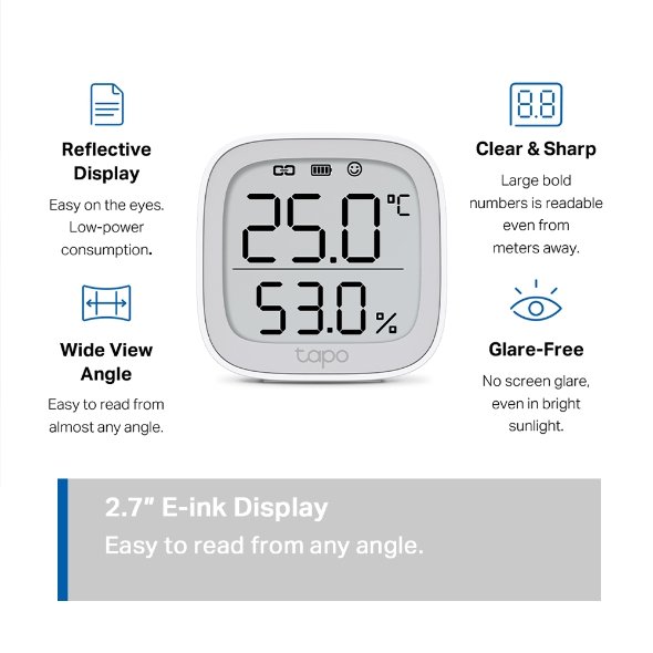 TP-Link Tapo T315, Chytrý teploměr, přesné měření teploty a vlhkosti, vyžaduje Tapo smart hub H100