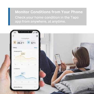 TP-Link Tapo T315, Chytrý teploměr, přesné měření teploty a vlhkosti, vyžaduje Tapo smart hub H100