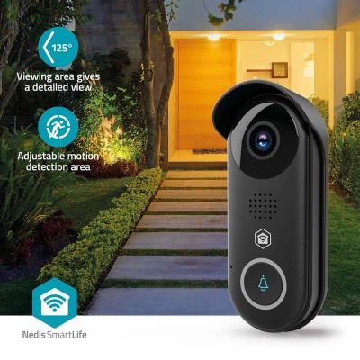 NEDIS Wi-Fi chytrý dveřní videotelefon/ 1920x1080/ 2Mpix/ IP54/ transformátor/ snímač pohybu/ noční vidění/ Onvif/ černý