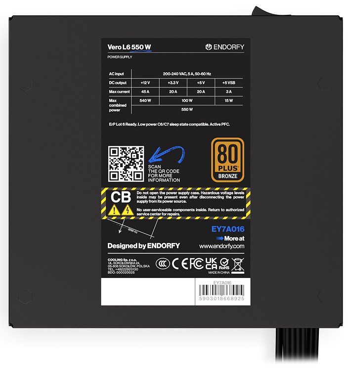 Endorfy zdroj Vero L6 Bronze 550W / ATX3.1 / 120mm / 80 Plus Bronze