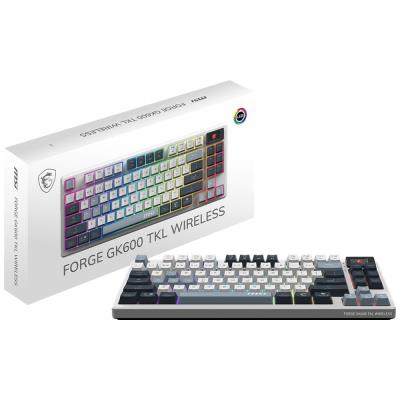 POŠKOZENÝ OBAL - MSI herní klávesnice FORGE GK600 TKL Sky/ bezdrátová 2,4GHz+BT/ mechanická/ RGB/ USB-C/ display/ CZ+SK layout