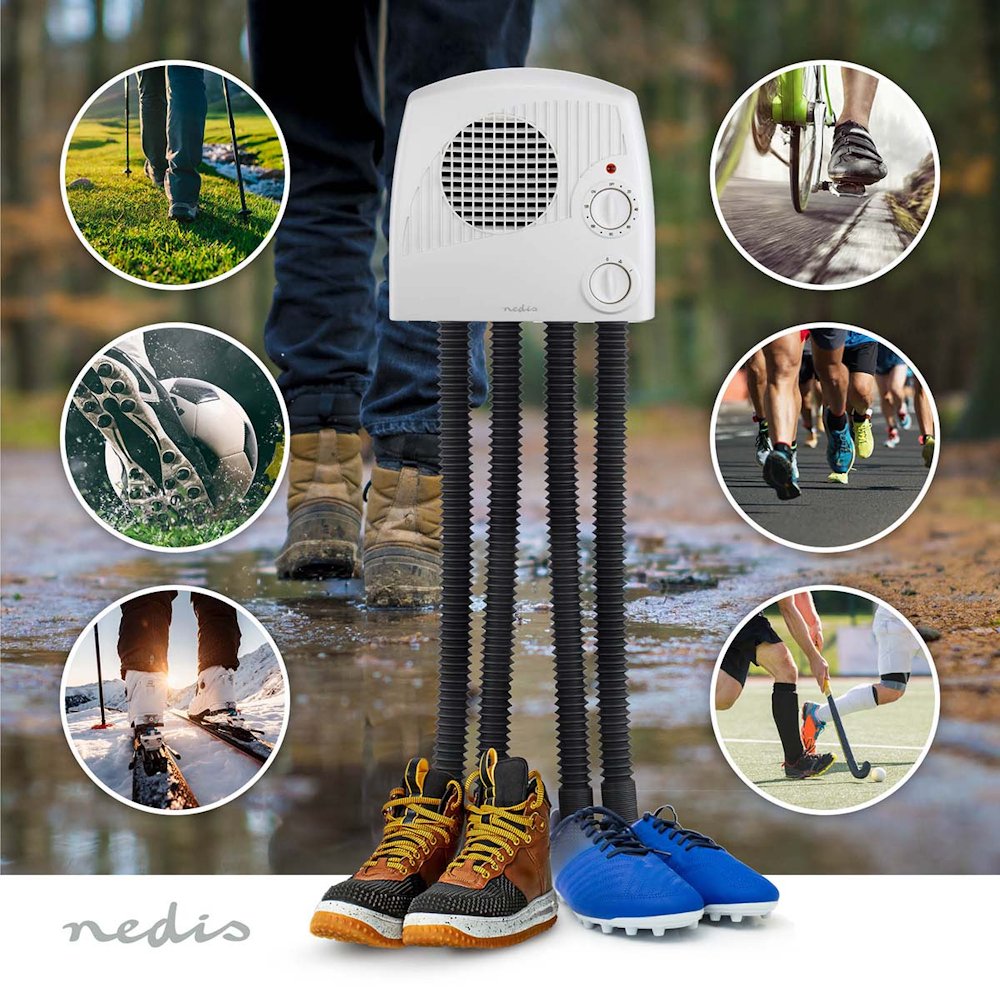 NEDIS vysoušeč obuvi/ 350 W/ 45 °C/ pro dva páry bot nebo holínek/ bílý