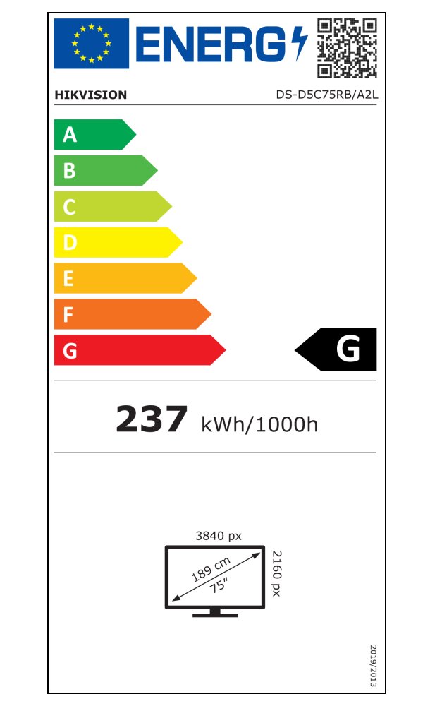 HIKVISION interaktivní dotykový panel 75", 4K, Android 14, 8GB,128G,480nit,50 points, USB, HDMI, Wifi ,BT EDLA