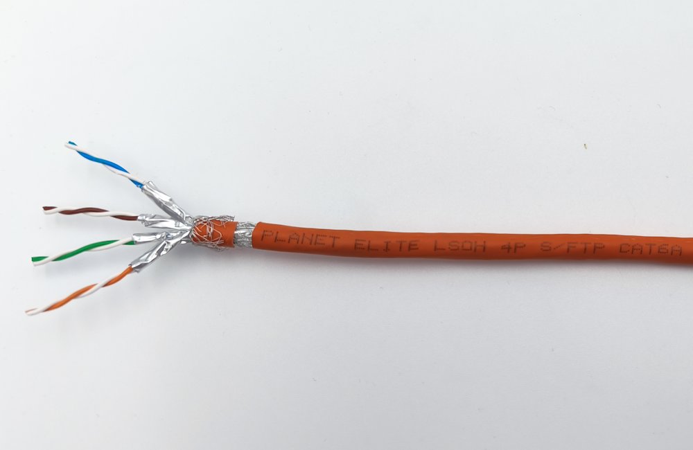 PLANET kabel SFTP, drát, Cat 6A, 4p, 500MHz, B2cas1d1a1 LS0H, stíněné páry, Planet Elite, oranžový, Dca, 80m