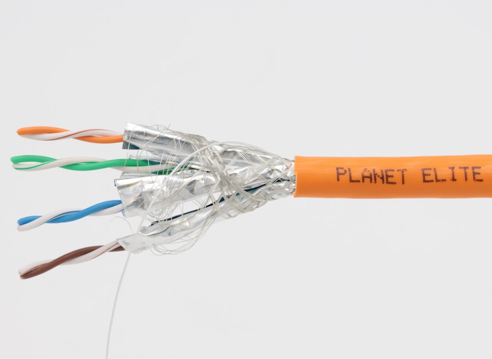 PLANET Elite kabel FTP, drát, Cat 7, 4pár, 600MHz, SFTP LS0H B2ca- stíněný každý pár, oranžový, Dca, 80m