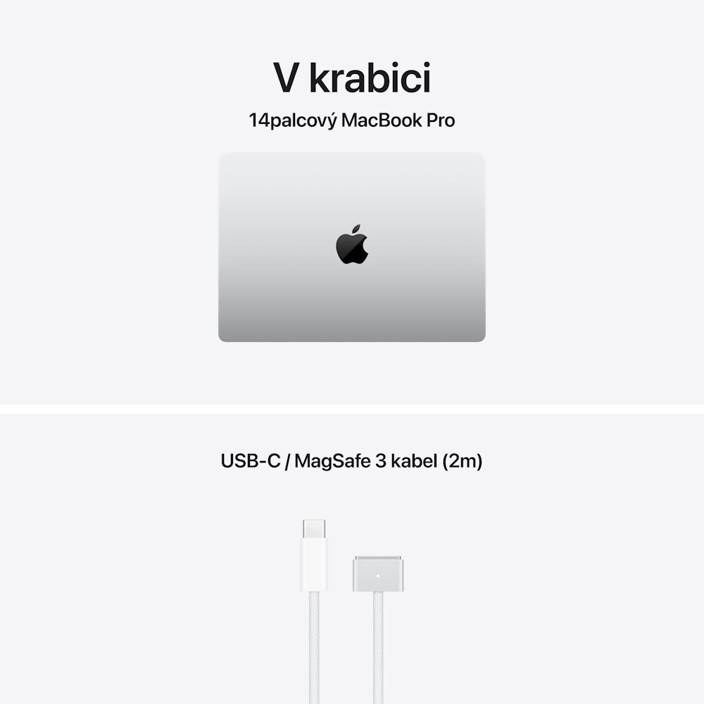 Apple MacBook Pro 14' (2025) / M5 / 10C CPU / 10C GPU / 16GB RAM / 512GB SSD / Stříbrný