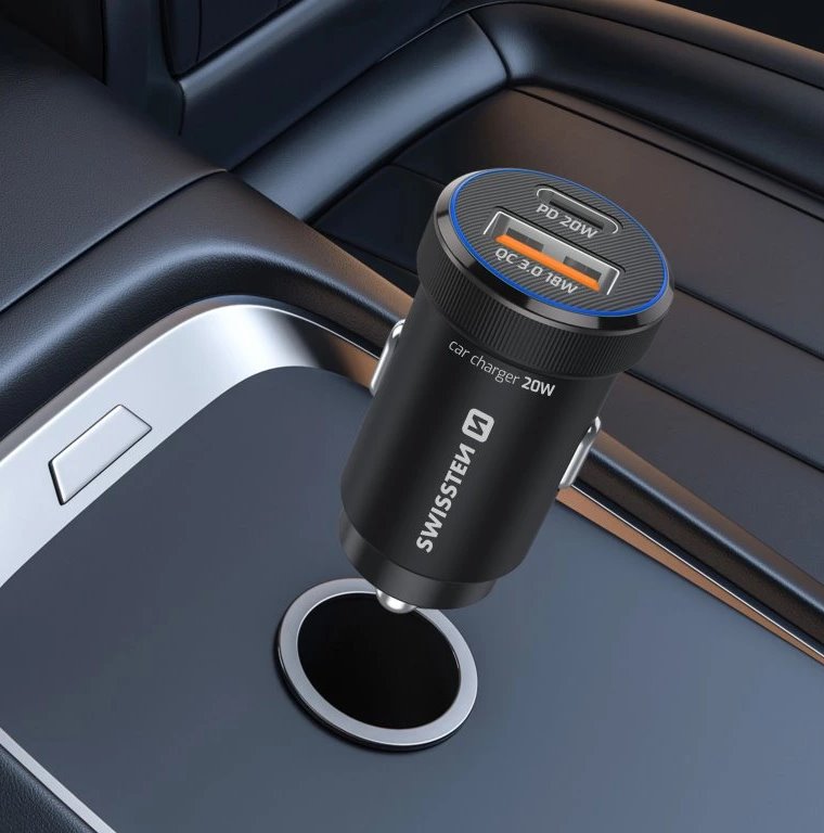 Swissten  Cl Adaptér Pd Usb-C Pd + Usb-A, 20W Černý