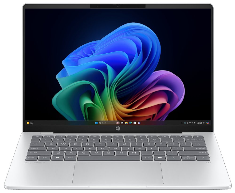 HP Omnibook 5 AI 14-he0002nc/ SD-X1P-42-100/ 32GB DDR5/ 1TB SSD/ Qualcomm Adreno GPU/ 14"WUXGA,OLED,touch/ W11H/stříbrný
