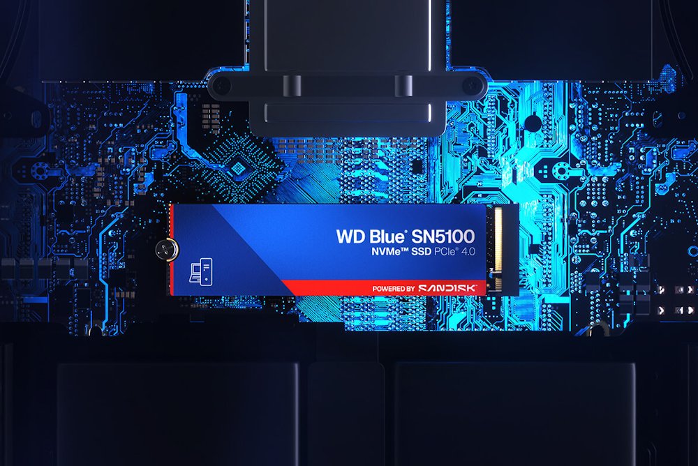 WD Blue SN5100 1TB SSD Powered by SANDISK / NVMe M.2 PCIe Gen5 / Interní / chladič / M.2 2280