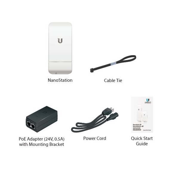 Ubiquiti NanoStation M5 Loco - AP/client 5GHz, anténa 13dBi MIMO2x2, airMAX, 1x RJ45, PoE 24V