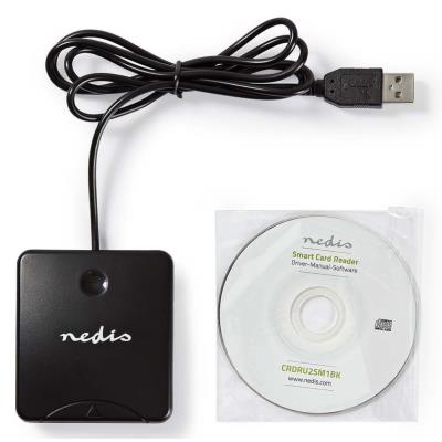 NEDIS čtečka čipových karet CRDRU2SM1BK/ Smart Card ID-1/ eObčanka/ standartní biometrické čipy/ USB 2.0/ černá