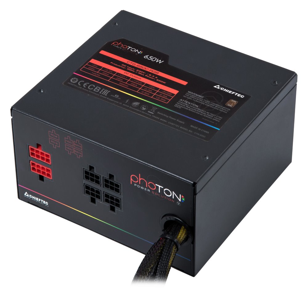 CHIEFTEC zdroj CTG-650C-RGB / Photon Series / 650W / 120mm fan / akt. PFC / modulární kabeláž / 80PLUS Bronze