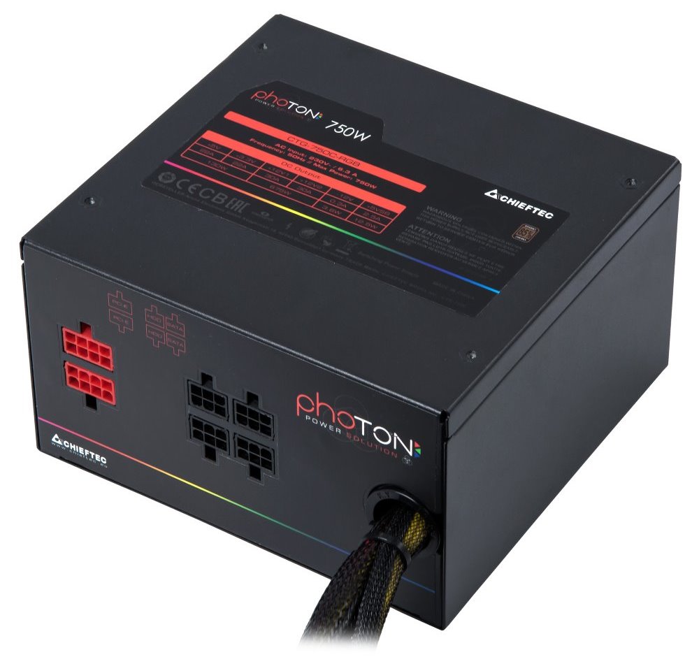 CHIEFTEC zdroj CTG-750C-RGB / Photon Series / 750W / 120mm fan / akt. PFC / modulární kabeláž / 80PLUS Bronze
