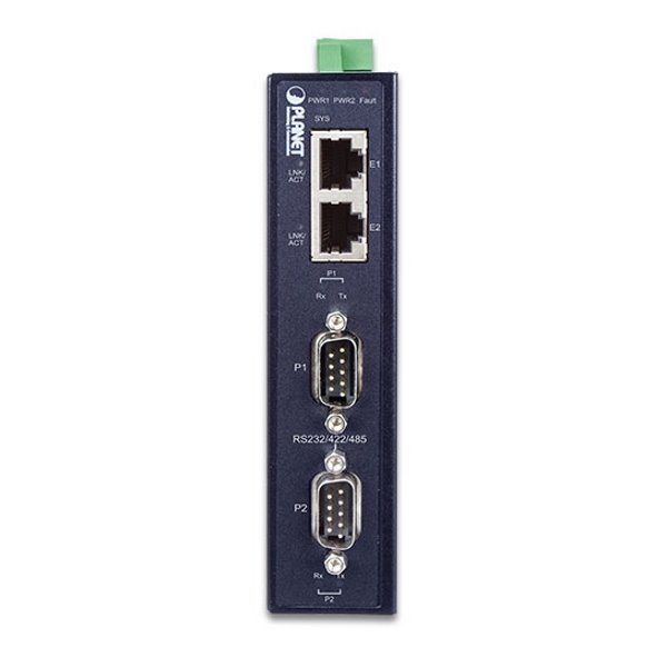 Planet průmyslový konvertor RS-232/422/485 na IP, 2x COM, 2x 100Base-T, ESD+EFT 6kV
