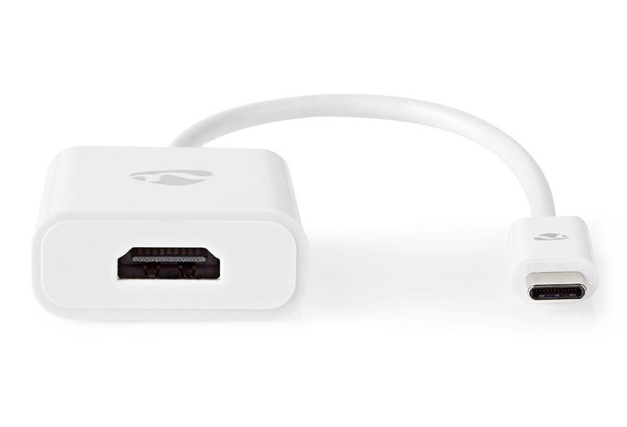 NEDIS redukční kabel s adaptérem/ USB-C zástrčka – HDMI zásuvka/ bílý/ blistr/ 20cm