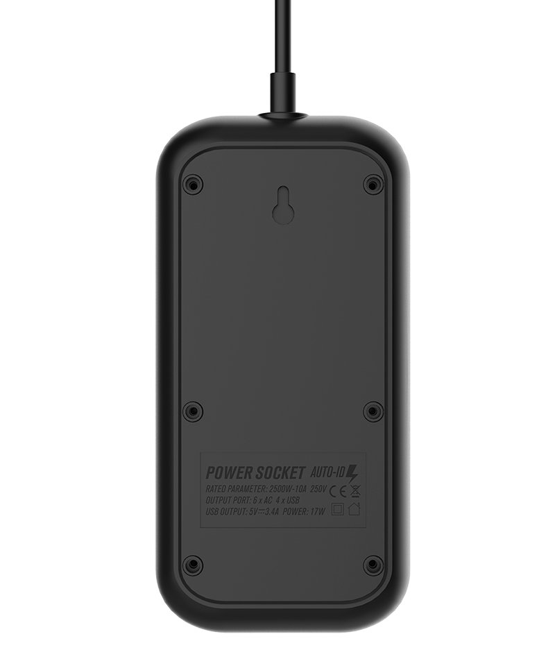COLORWAY Prodlužovací napájecí přívod/ 6x Schuko/ 4x USB 5V / kabel 2m