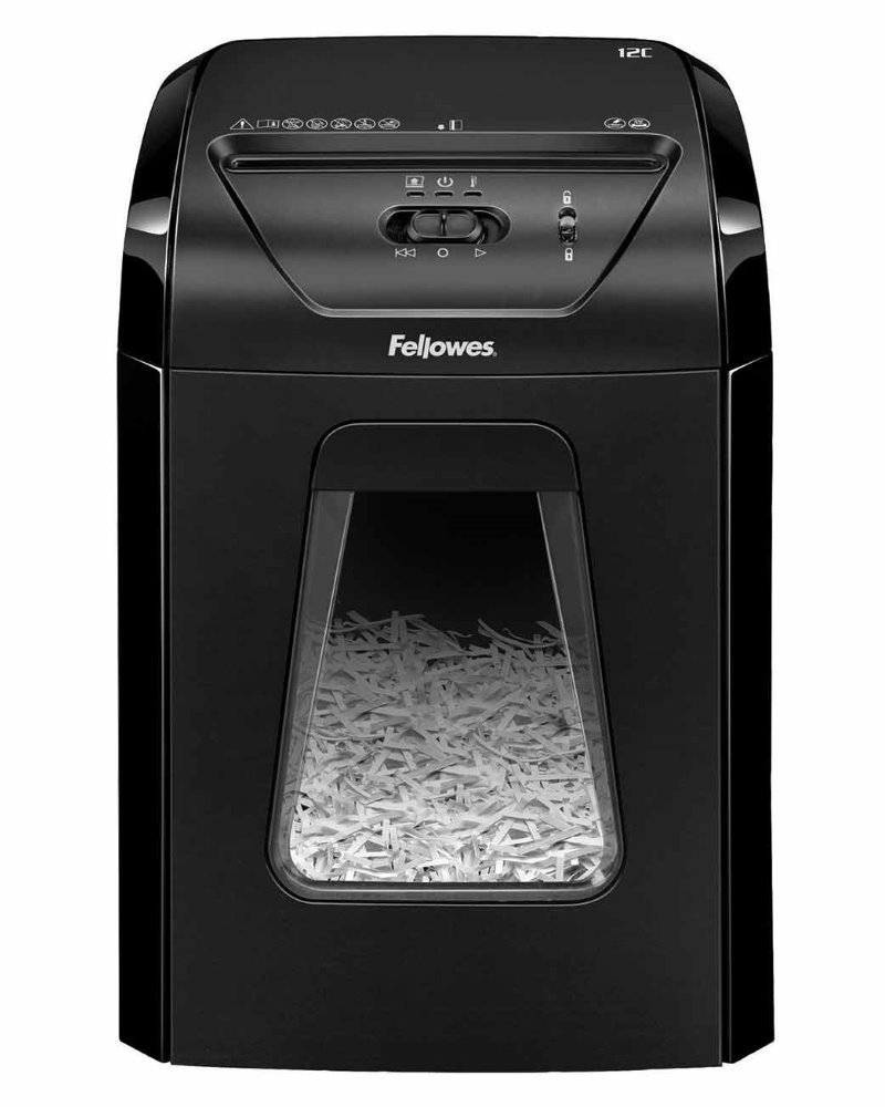 POŠKOZENÝ OBAL - FELLOWES skartovač 12 C/ křížový řez 4x40mm/ objem koše 19 l/ stupeň utajení typ 2 - důvěrné/ černý