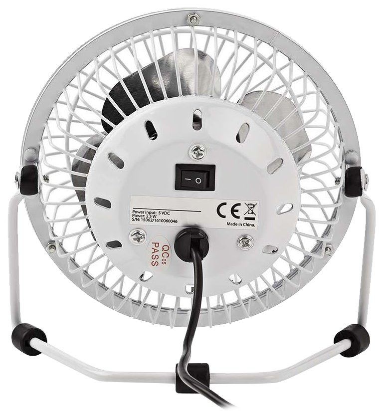 NEDIS mini ventilátor/ průměr 10 cm/ výkon 3 W/ napájení přes USB/ kabel 1 m/ kovový/ bílý