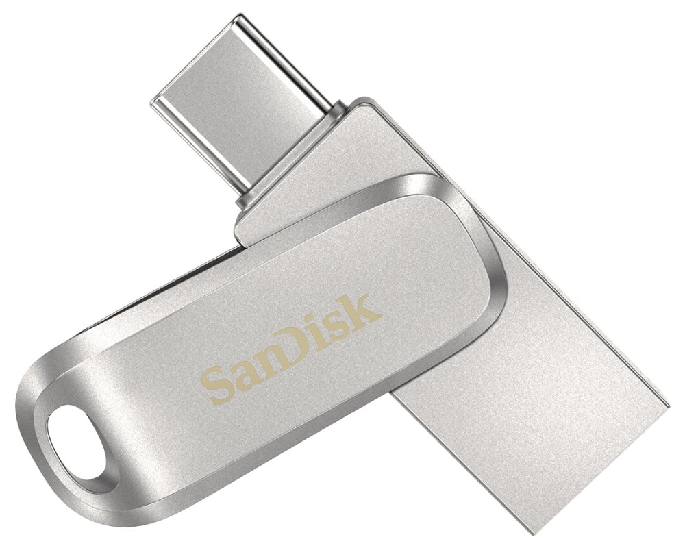 SanDisk Ultra Dual Drive Luxe USB-C 64GB / USB 3.0 Typ-C /  USB 3.0 Typ-A / stříbrný